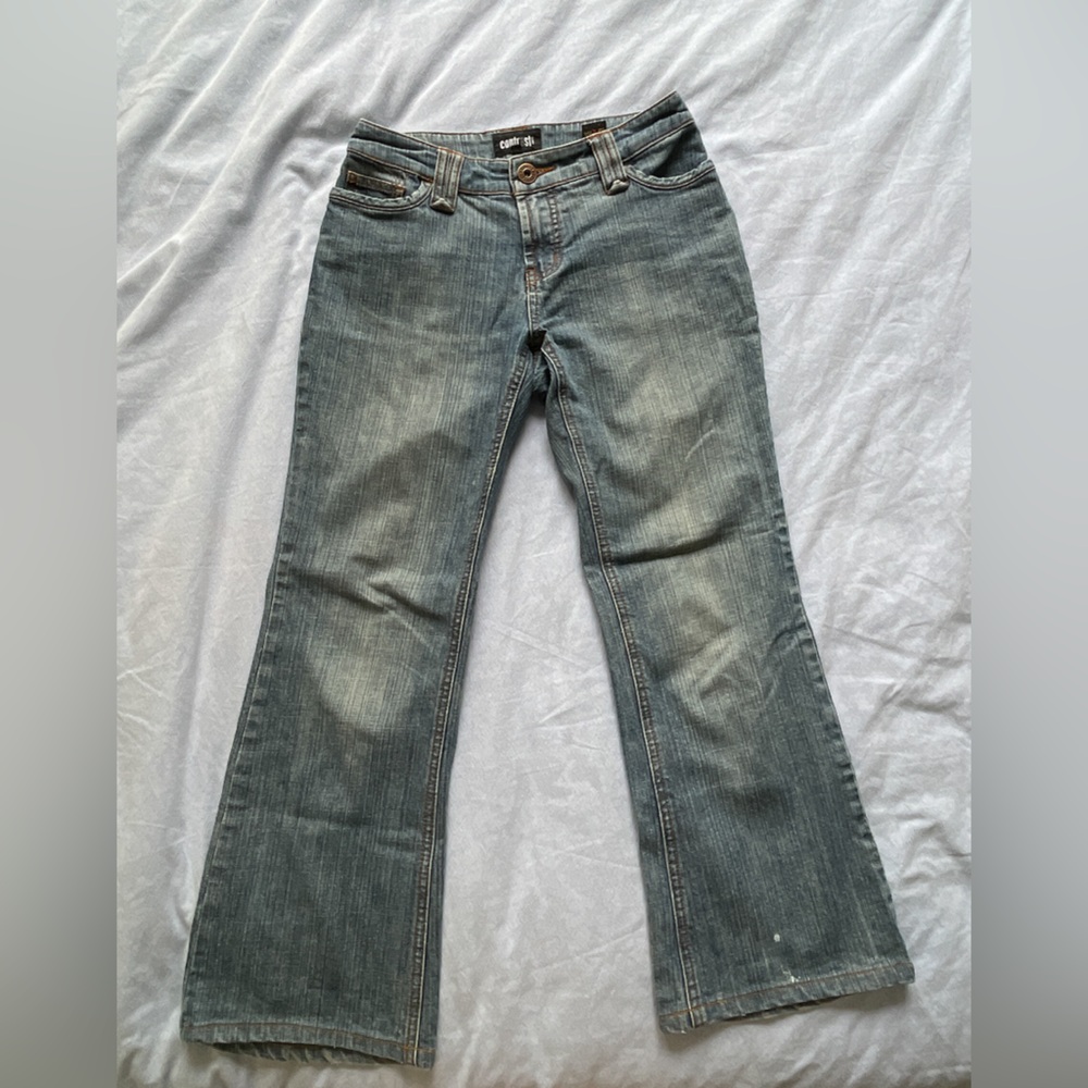 Cropped Vintage Flare Blue Jeans